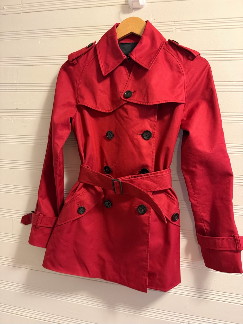 Coach Red Double Breasted Belted Trench Coat Women’s Size S F85814